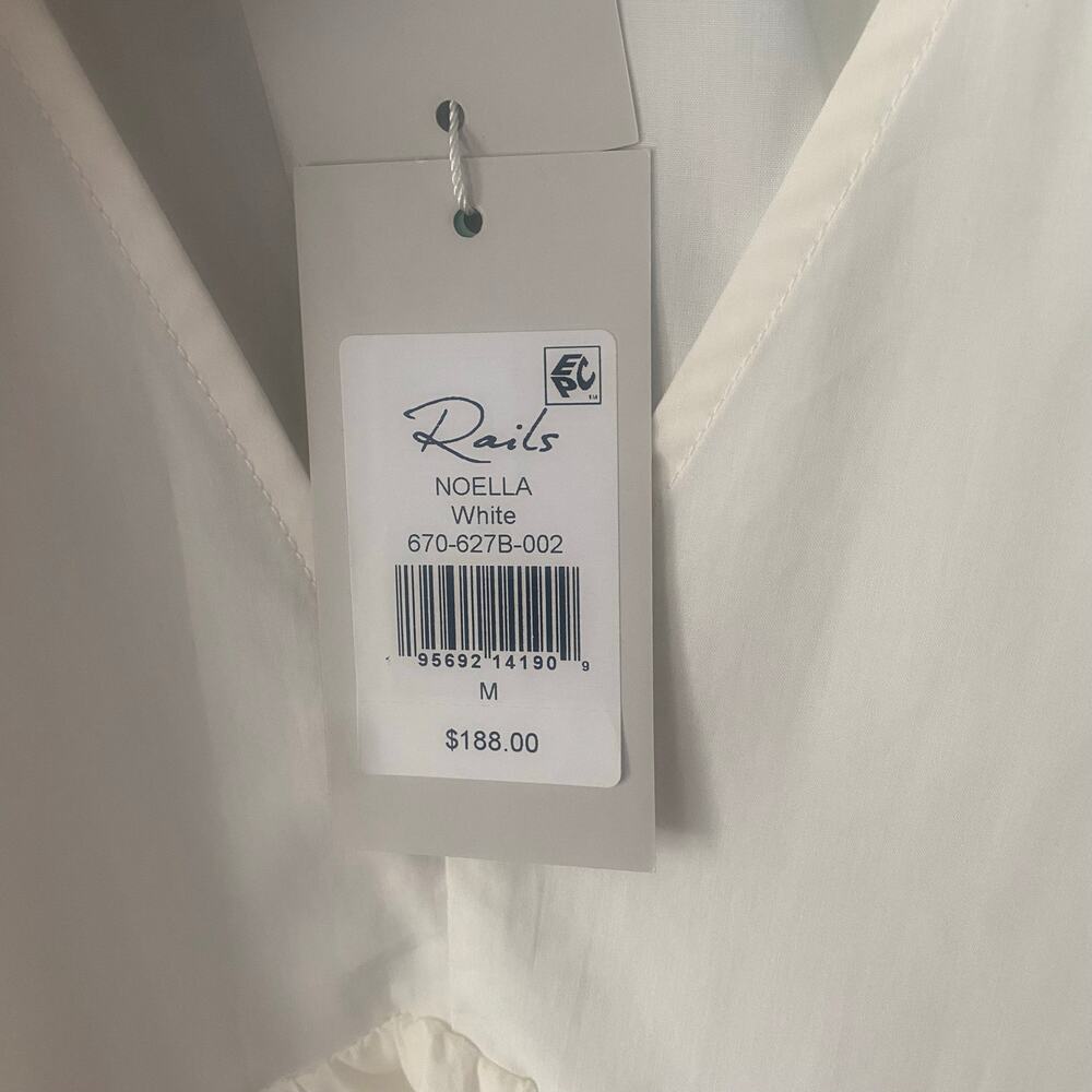 NWT Rails‎ Noella Top White Poplin Cotton Blend Size Medium - Picture 6 of 9